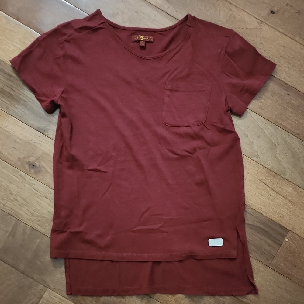 7 For All Mankind Brick Red Short Sleeve Tee